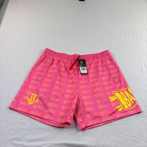 Baseball Lifestyle 101 Shorts Mens Pink Lemonade Pennant Athletic Gym NEW
